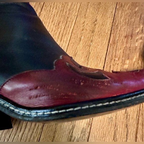 Donald J. Pliner Black and Red Genuine Leather Ankle Boots - Picture 7 of 12